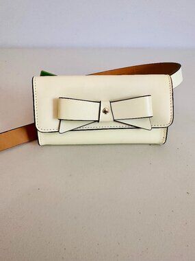 KATE SPADE NEW YORK WHITE SMOOTH LEATHER BELT BAG WITH BOW ACCENT S/M $98